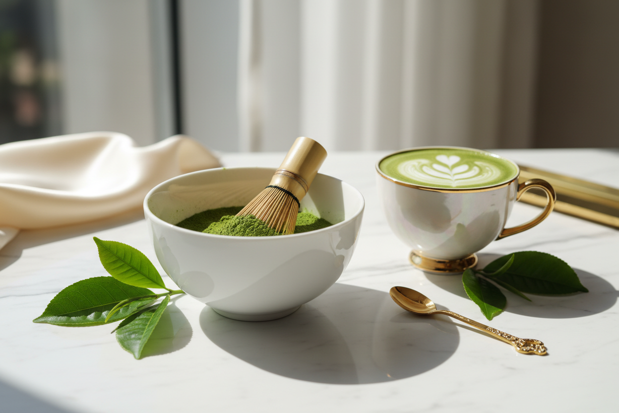 matcha green tea with luxury look